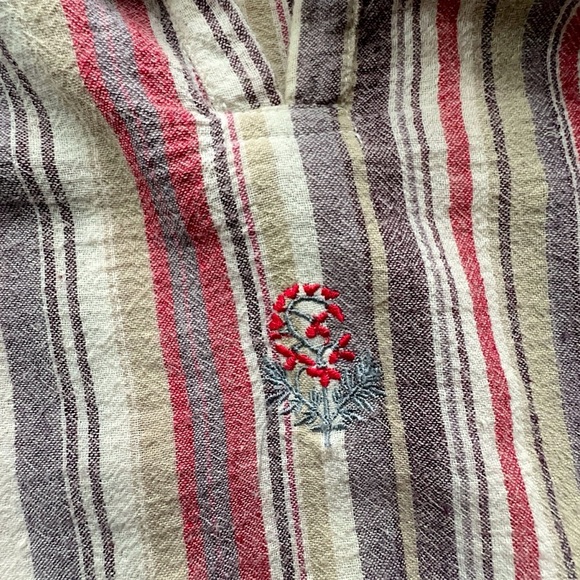 GRAMIGGI NWOT STRIPED EMBROIDERED BELL SHAPED LONG SLEEVE BOHO TOP | MEDIUM - Picture 4 of 9